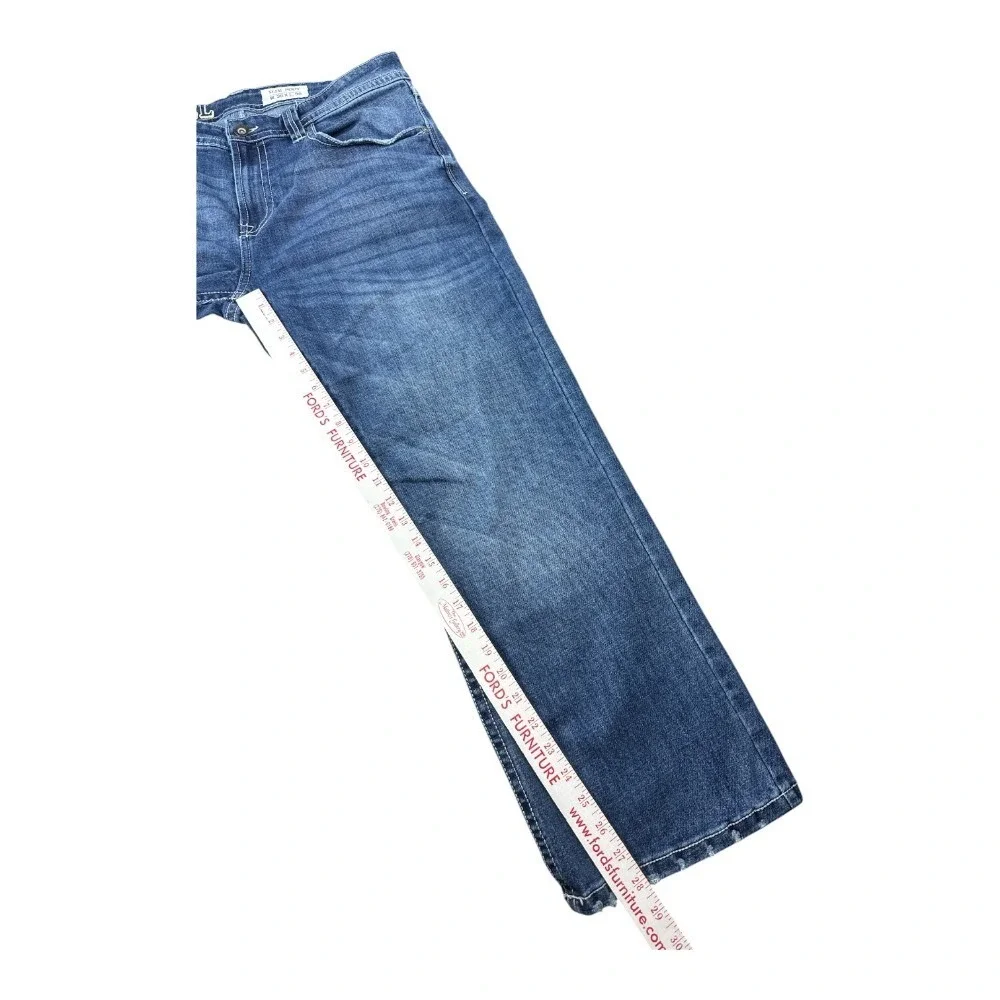 TK Axel Men's Slim Boot Cut Jeans 36x28 Medium Wash Embroidered Pockets Denim